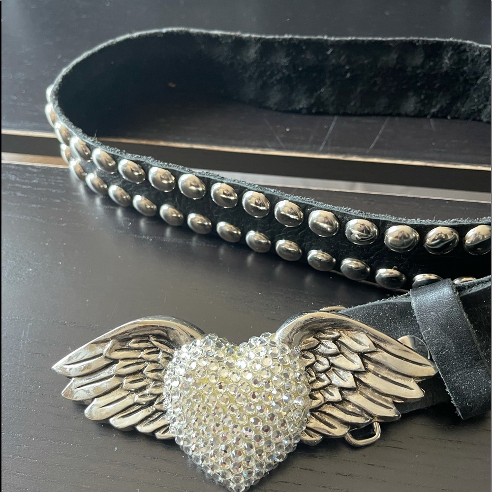 Leather and rhinestone belt